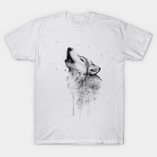 Howling Wolf Watercolor T-Shirt